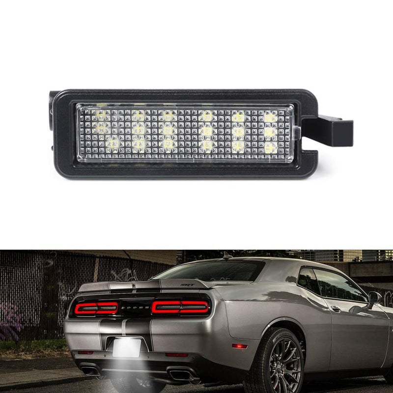 Gempro LED License Plate Light Tag Lamps for 2015-2022 Dodge Charger Challenger Pacifica Jeep Compass Chrysler 300, 6000K White 1PC - Image 1